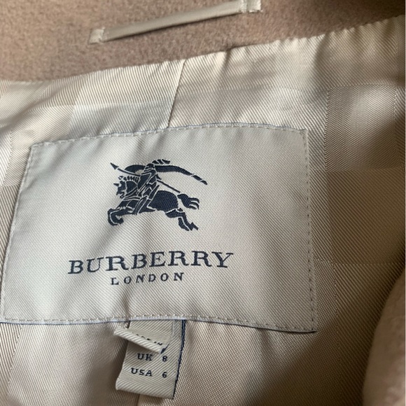 Authentic Burberry wool cashmere jacket coat beige tan sz 6 - Picture 6 of 13